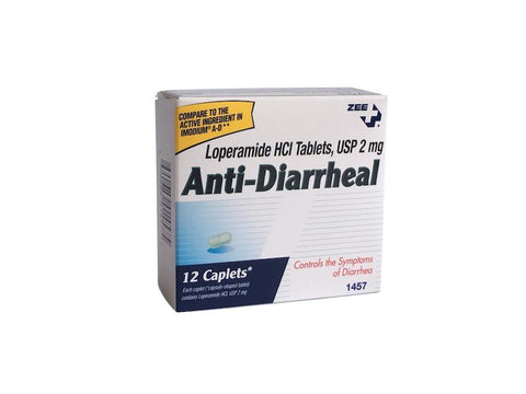 Zee Medical Anti-Diarrheal Tablets, Loperamide HCI, 2 MG, Box of 12